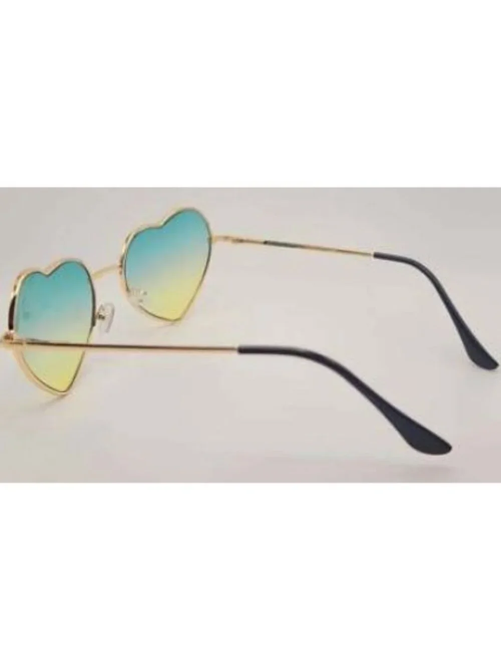 Heart-Shaped Green to Yellow Gradient Lenses Sunglasses With Gold Frame